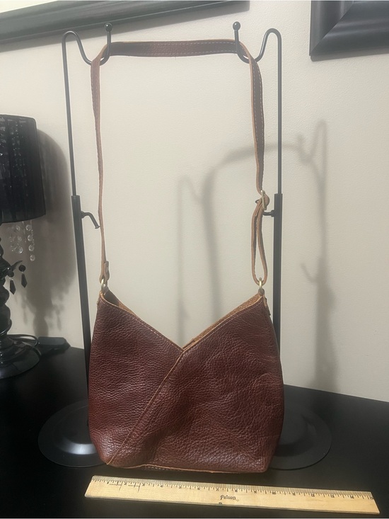 Portland Leather Handbags - Portland Leather Small Naomi Deep Brown Pebbled Shoulder Bag